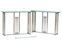 A Pair of Chrome and Glass Console Tables