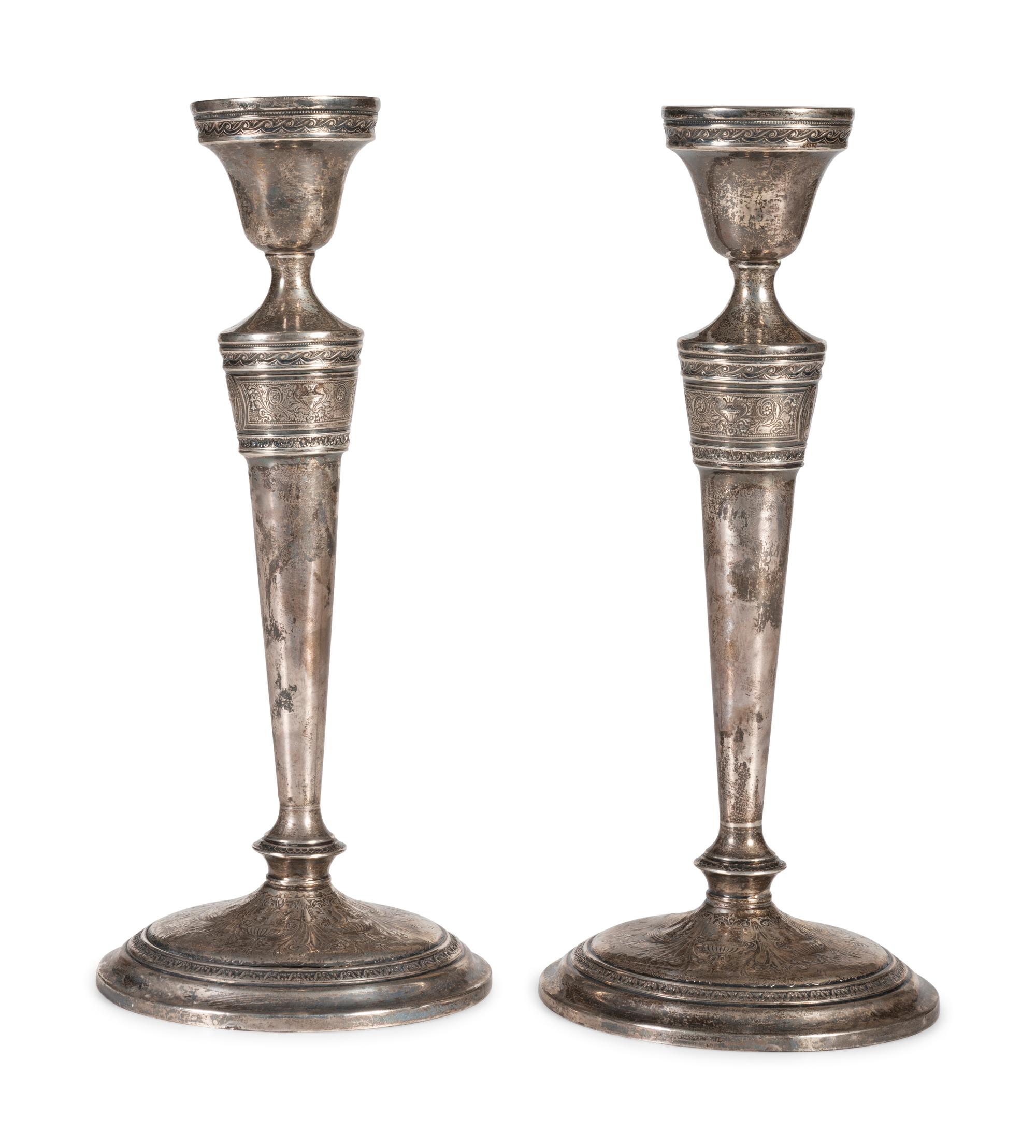 A Pair of American Silver Candlesticks