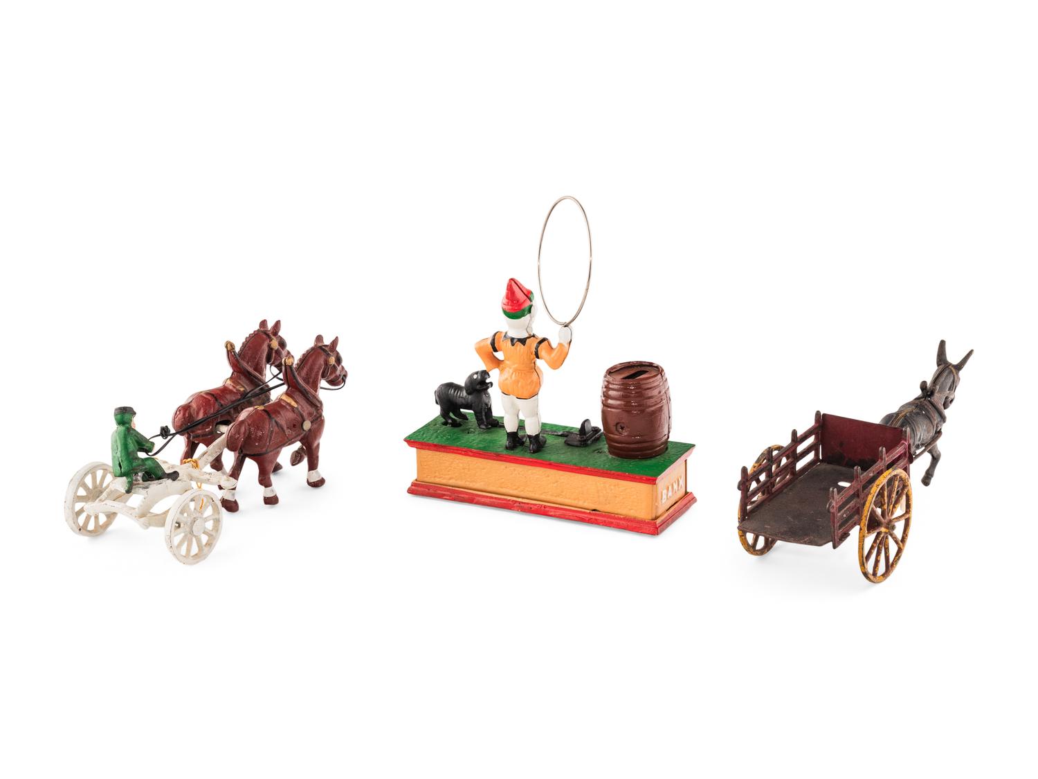 Three Painted Cast Iron Toys