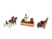 Three Painted Cast Iron Toys