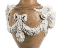 A Pair of Italian Carved Marble Vases on Stands