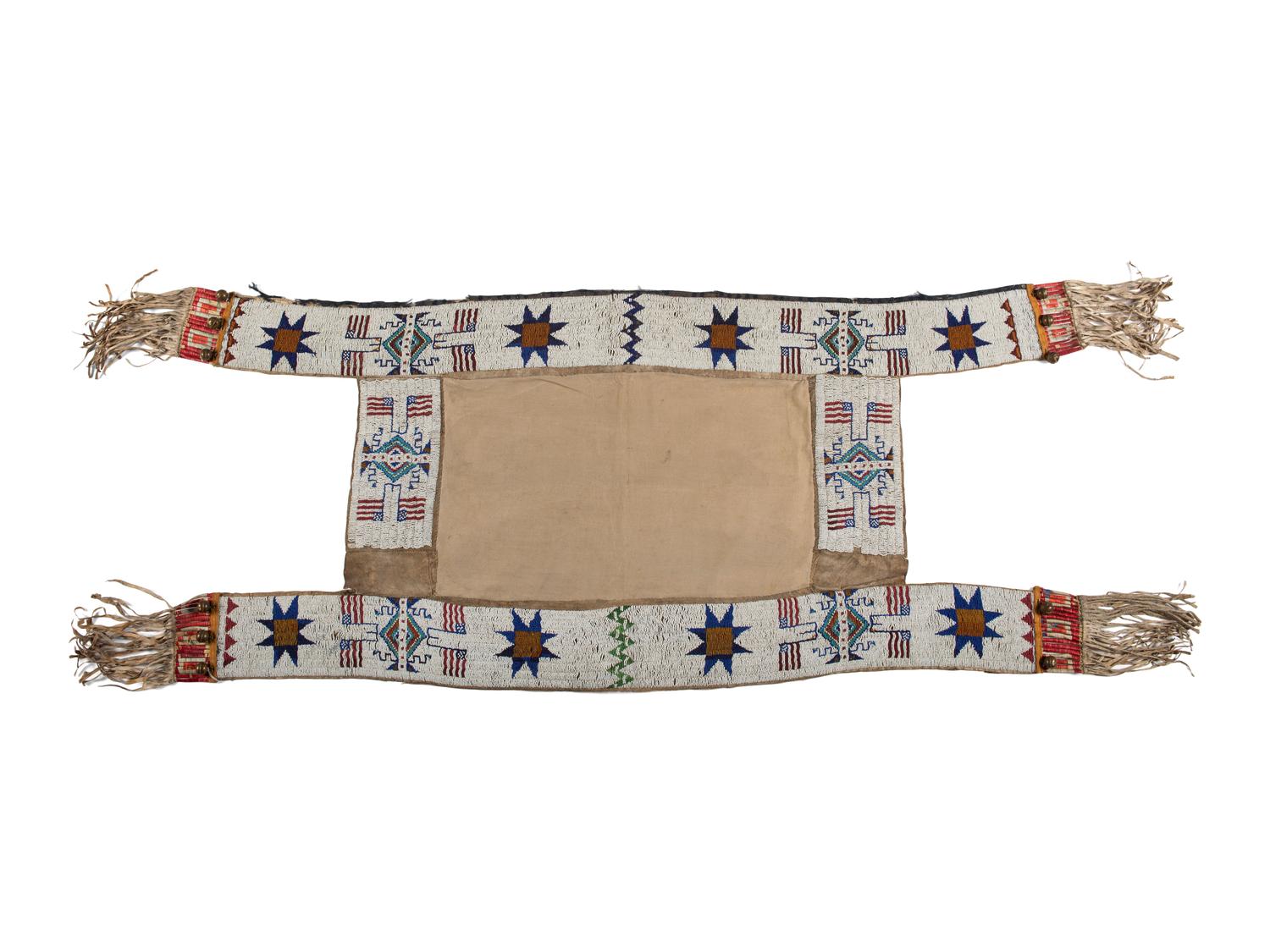 Sioux Beaded Hide Saddle Blanket, with American Flags