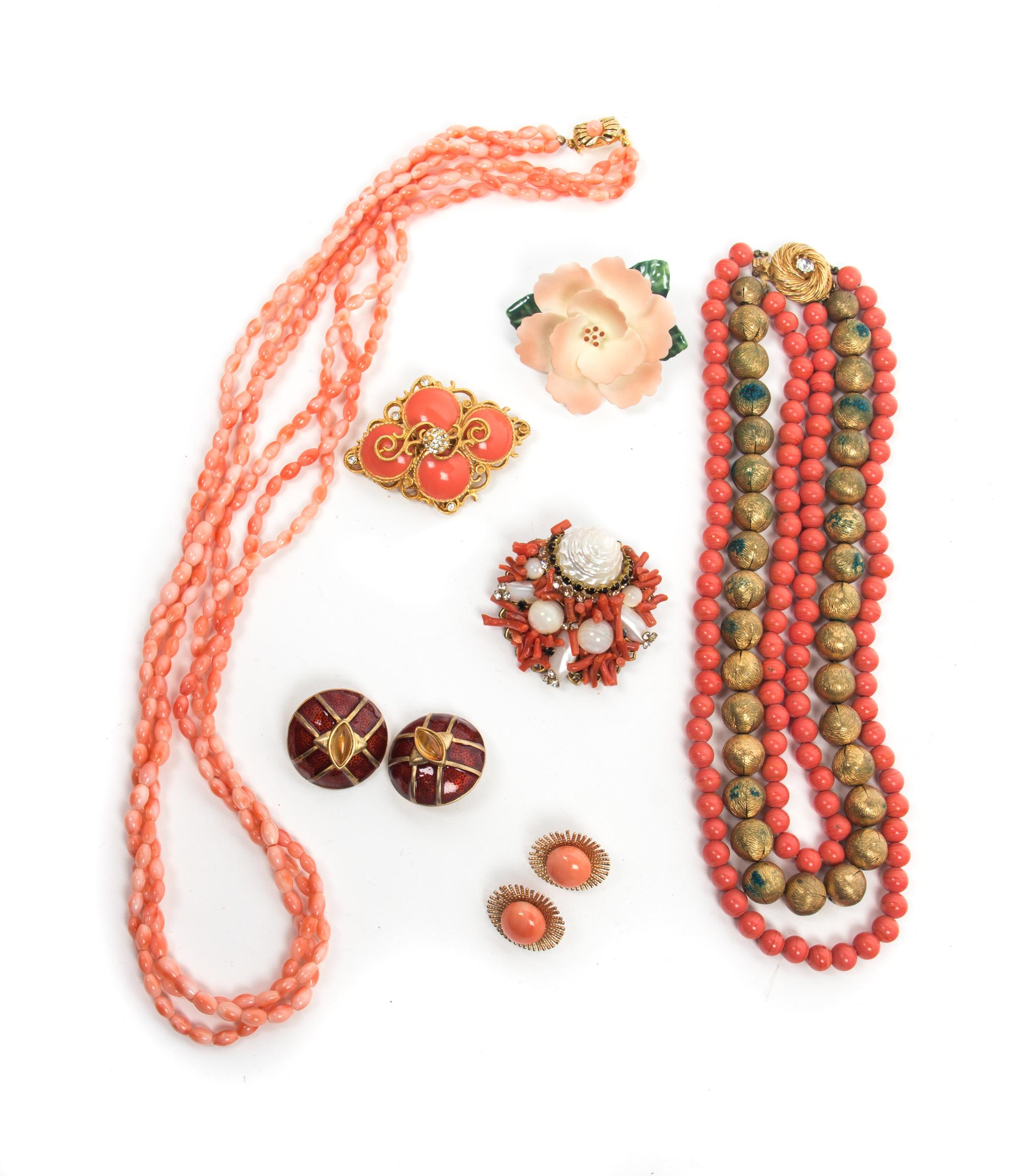 A Group of Costume Coral Jewelry,