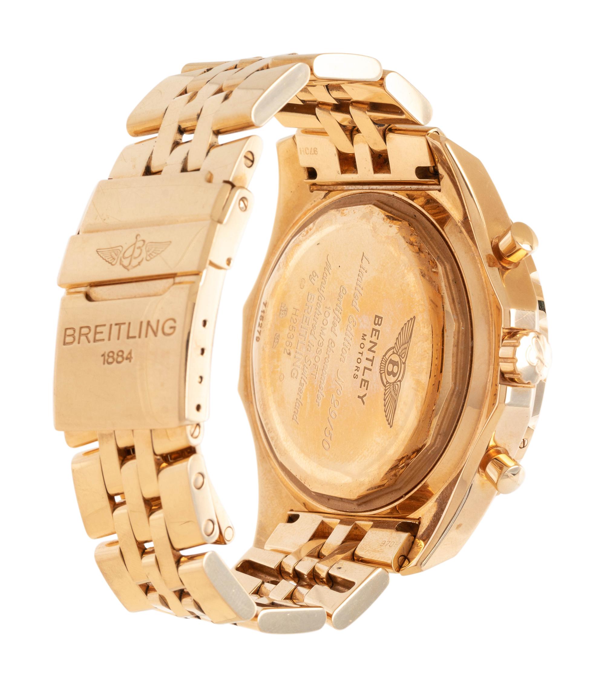 A RARE BREITLING, BENTLEY MOTORS REF. H25362 18K PINK GOLD LIMITED EDITION CHRONOGRAPH WRISTWATCH