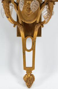 A Pair of Neoclassical Style Gilt-Bronze and Glass Four-Light Sconces