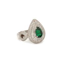 TSAVORITE GARNET AND DIAMOND RING