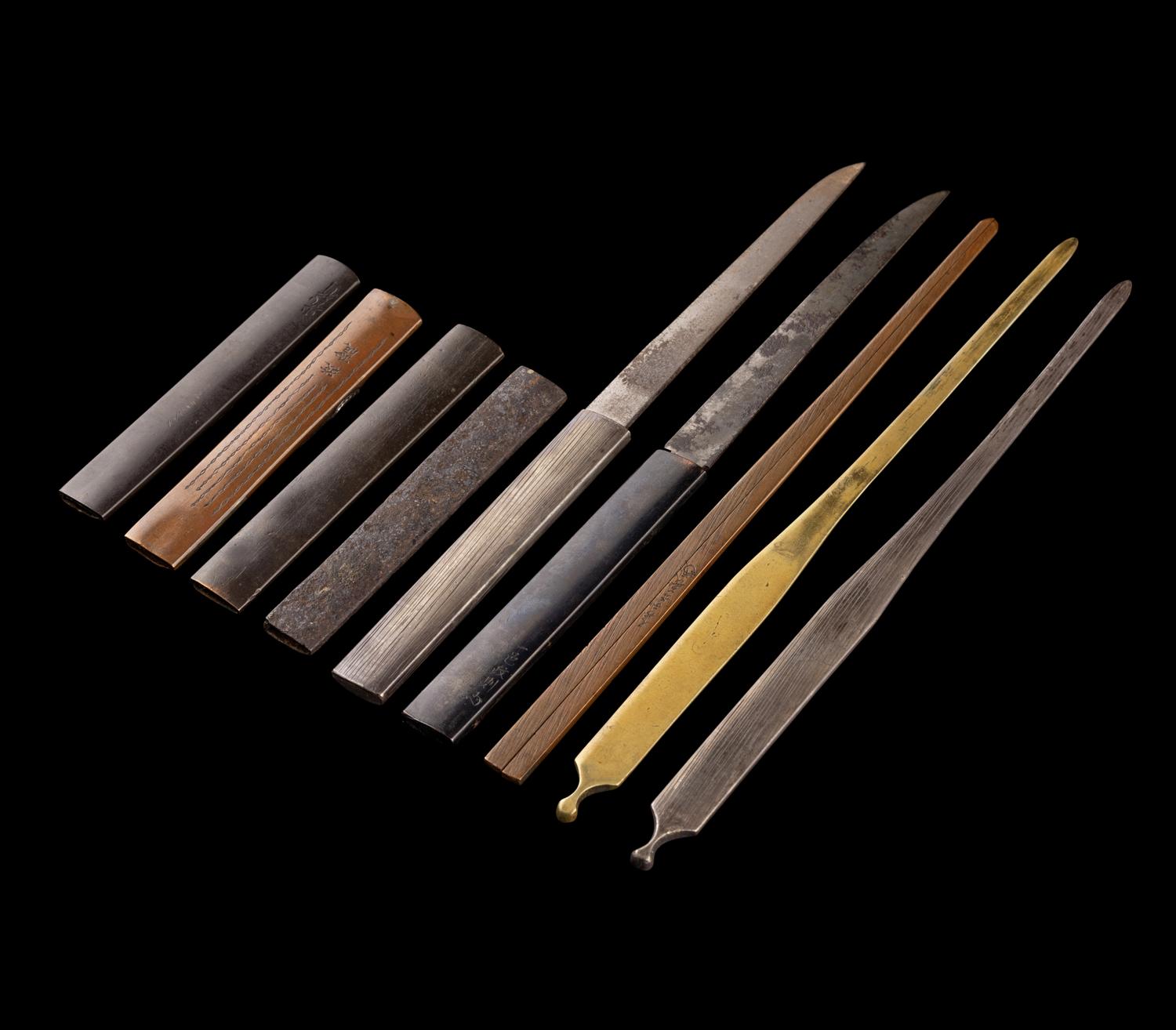 Nine Japanese Mixed Metal Sword Fittings