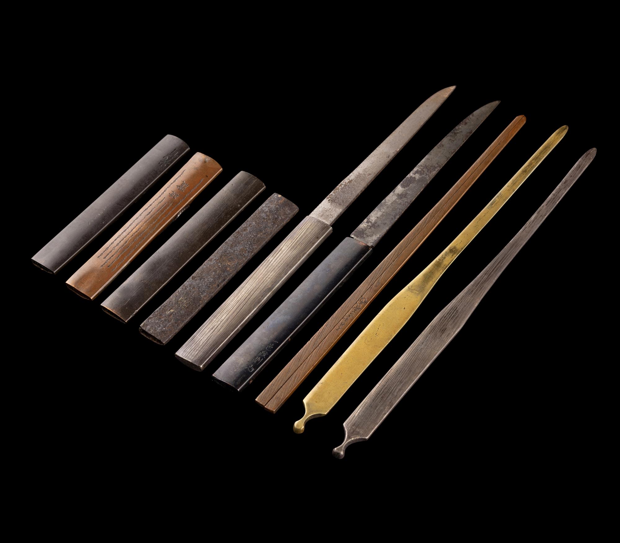 Nine Japanese Mixed Metal Sword Fittings