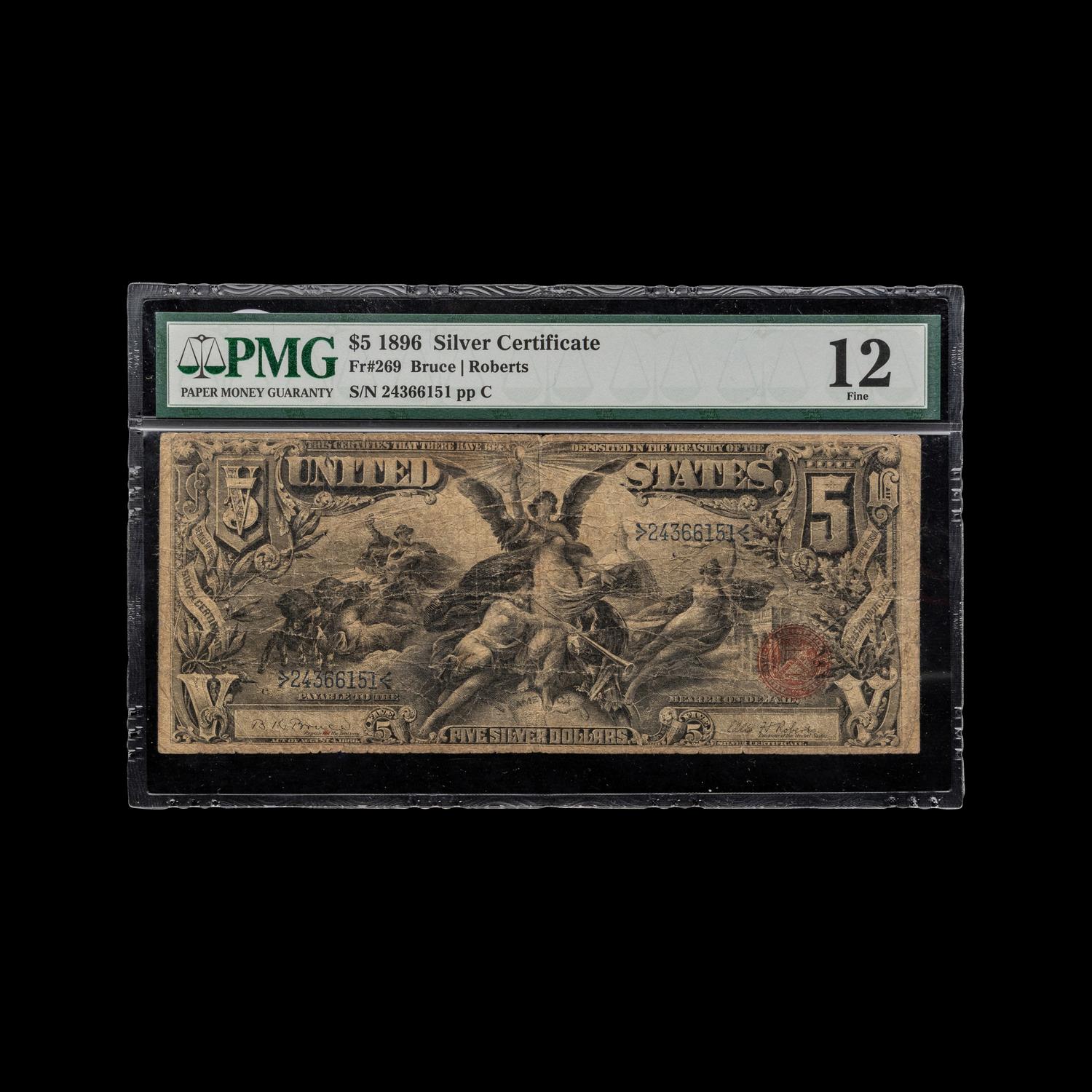 A Series 1896 Educational $5 Silver Certificate [PMG F12]