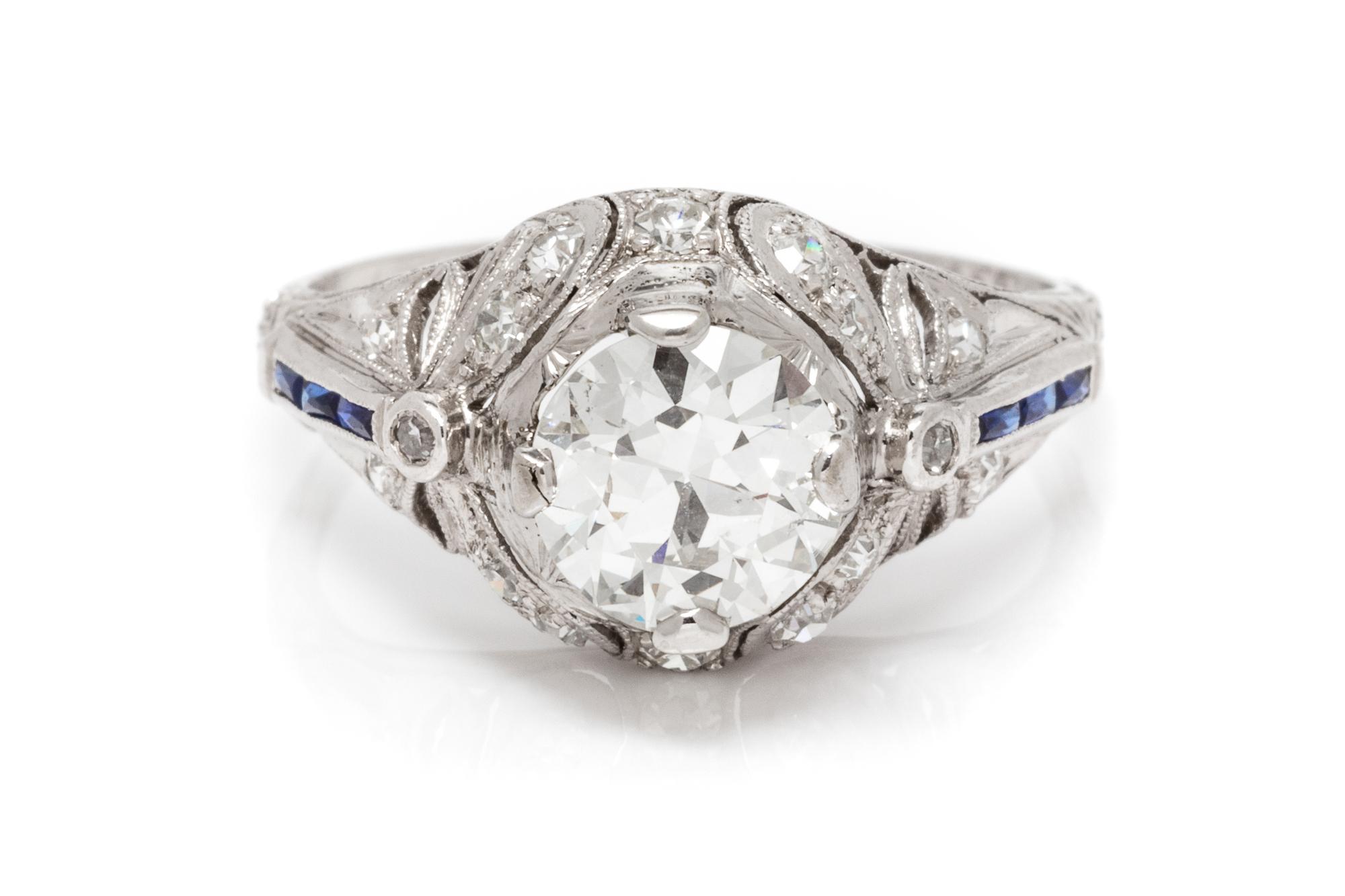 An Antique Platinum, Diamond and Sapphire Ring, 3.00 dwts.