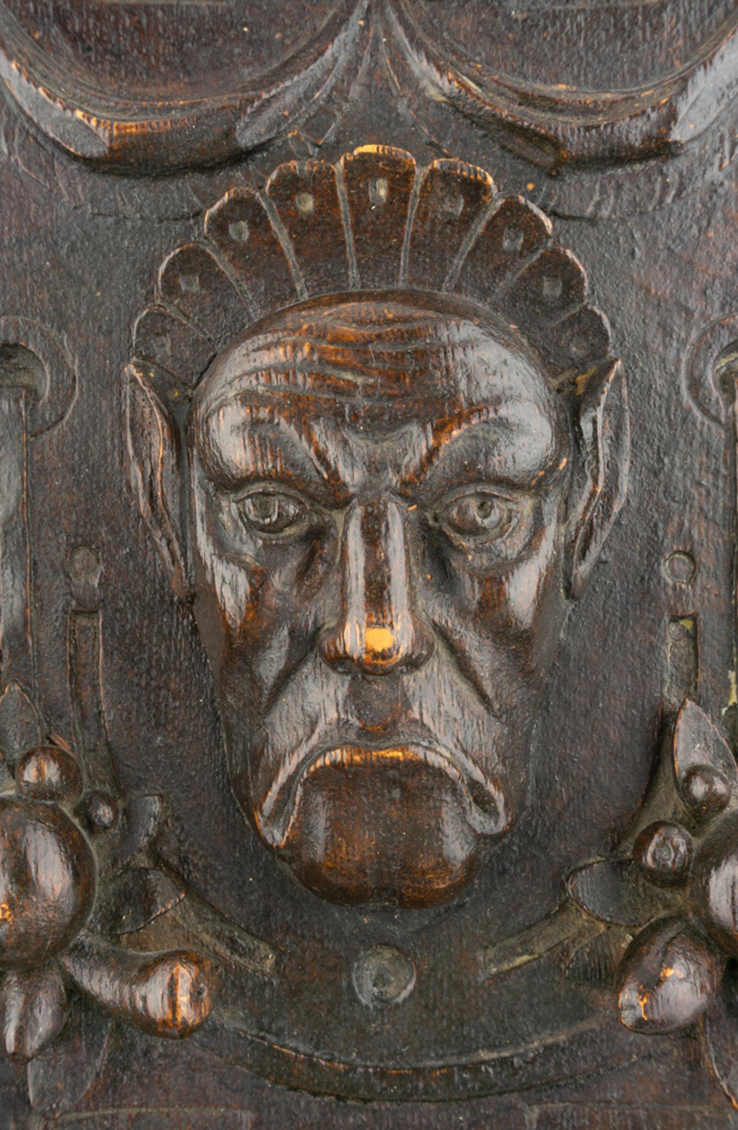 A Pair of English Carved Oak Corbels