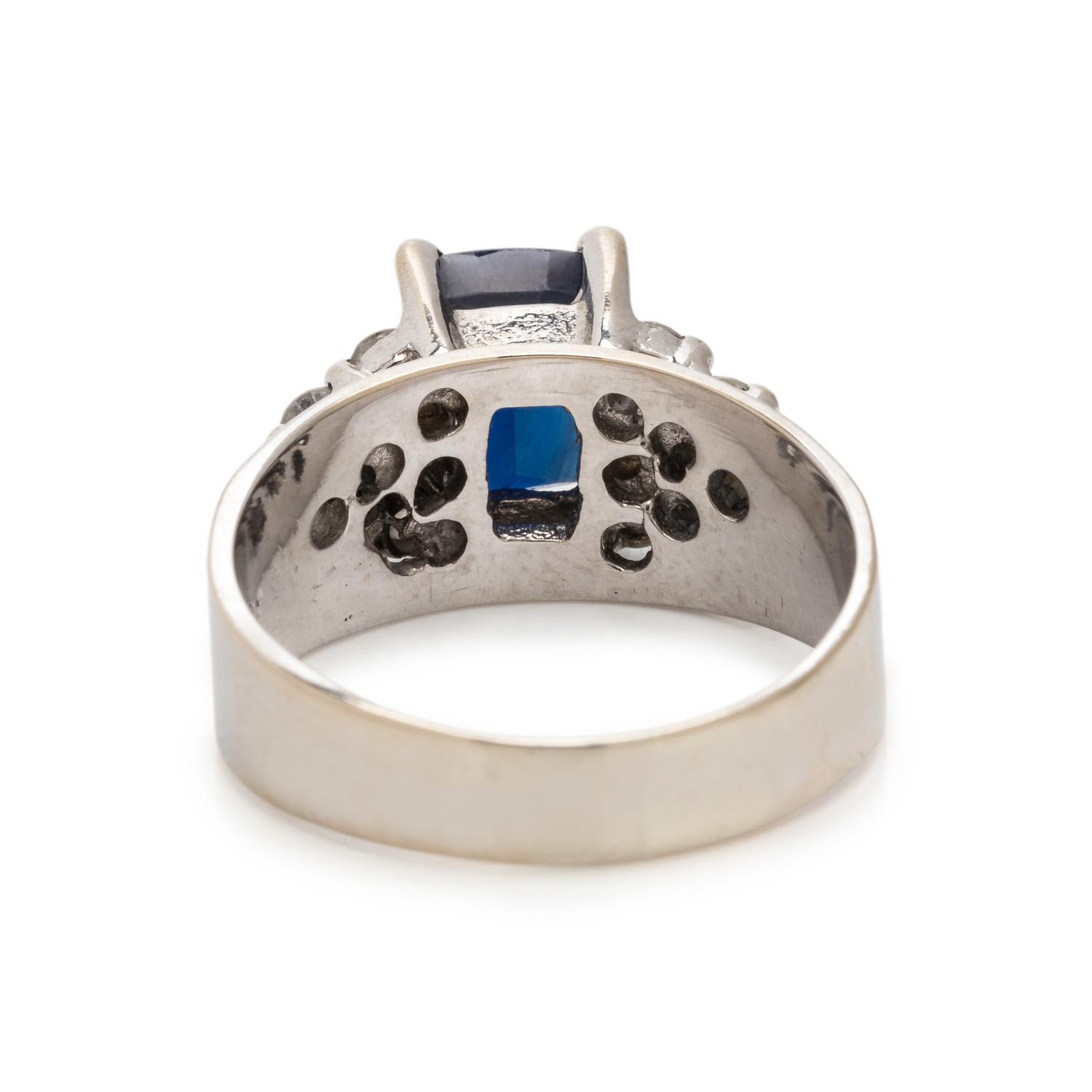 SYNTHETIC SAPPHIRE AND DIAMOND RING
