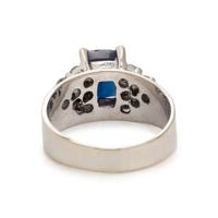 SYNTHETIC SAPPHIRE AND DIAMOND RING