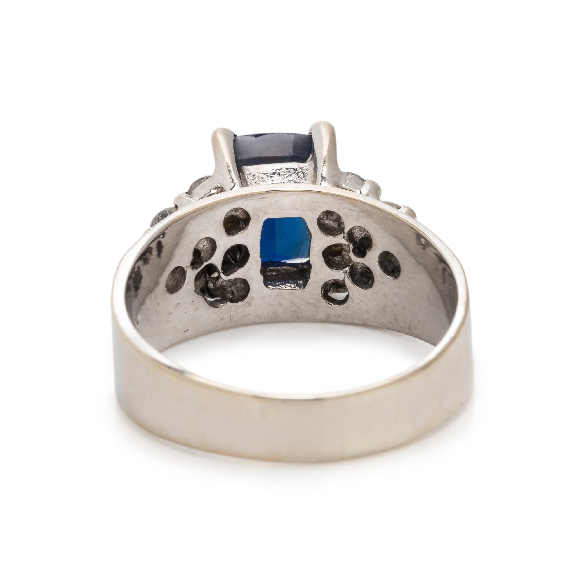 SYNTHETIC SAPPHIRE AND DIAMOND RING