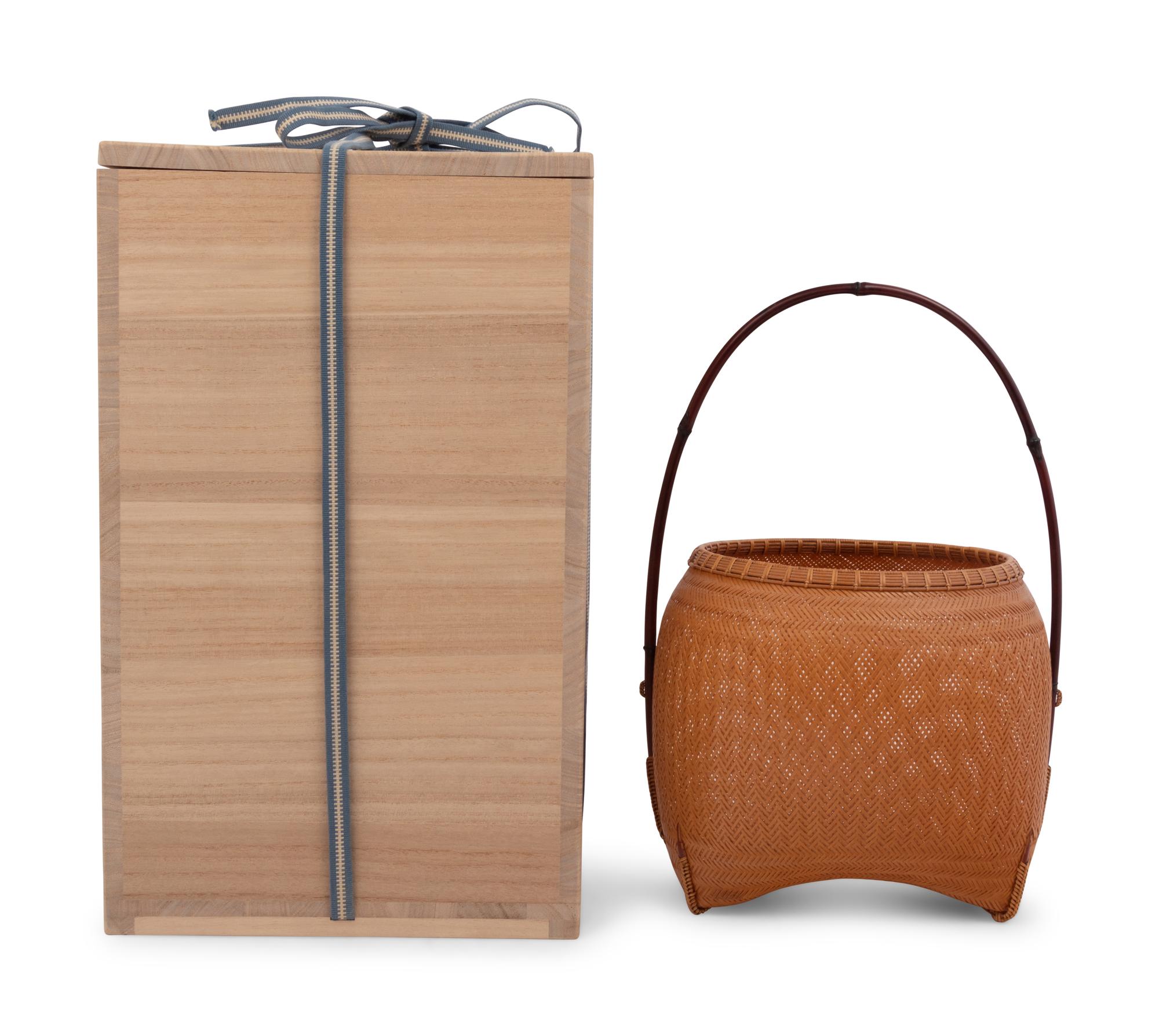 A Japanese Ikebana Bamboo Flower Arranging Basket
