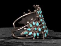 Zuni Silver and Turquoise Cluster Cuff Bracelet