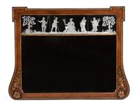 A Queen Anne Style Parcel-Gilt Walnut and Reverse-Etched Glass Mirror