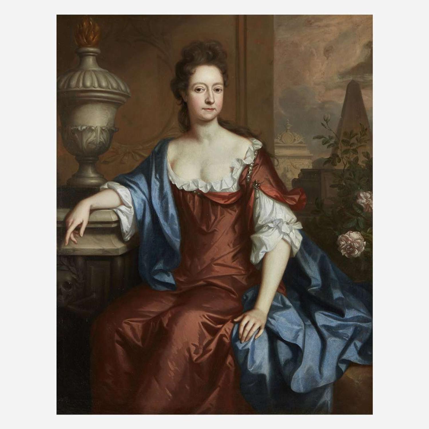 Manner of Sir Peter Lely (British, 1618–1680) Portrait of a Seated Lady in an Exterior
