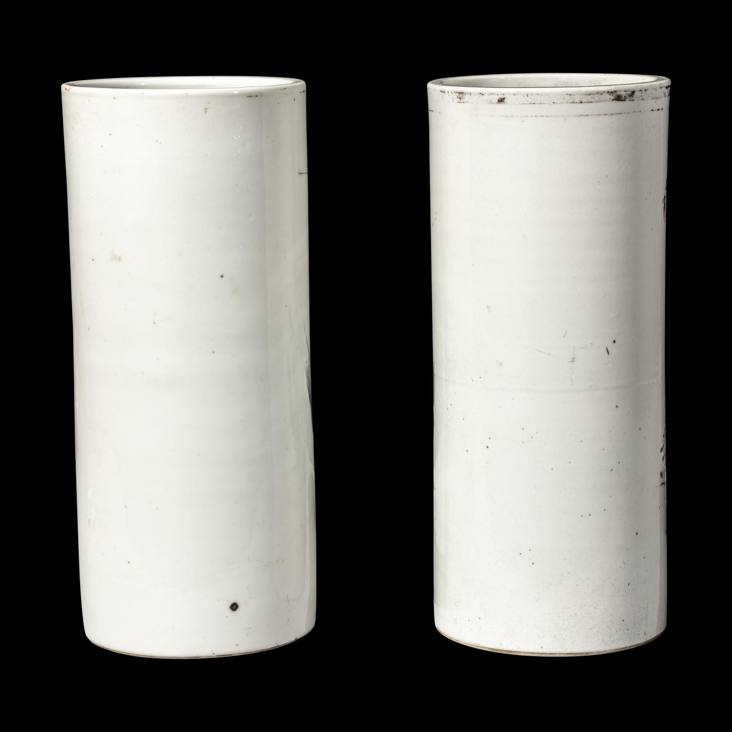 Two Chinese Painted Porcelain Hat Stands