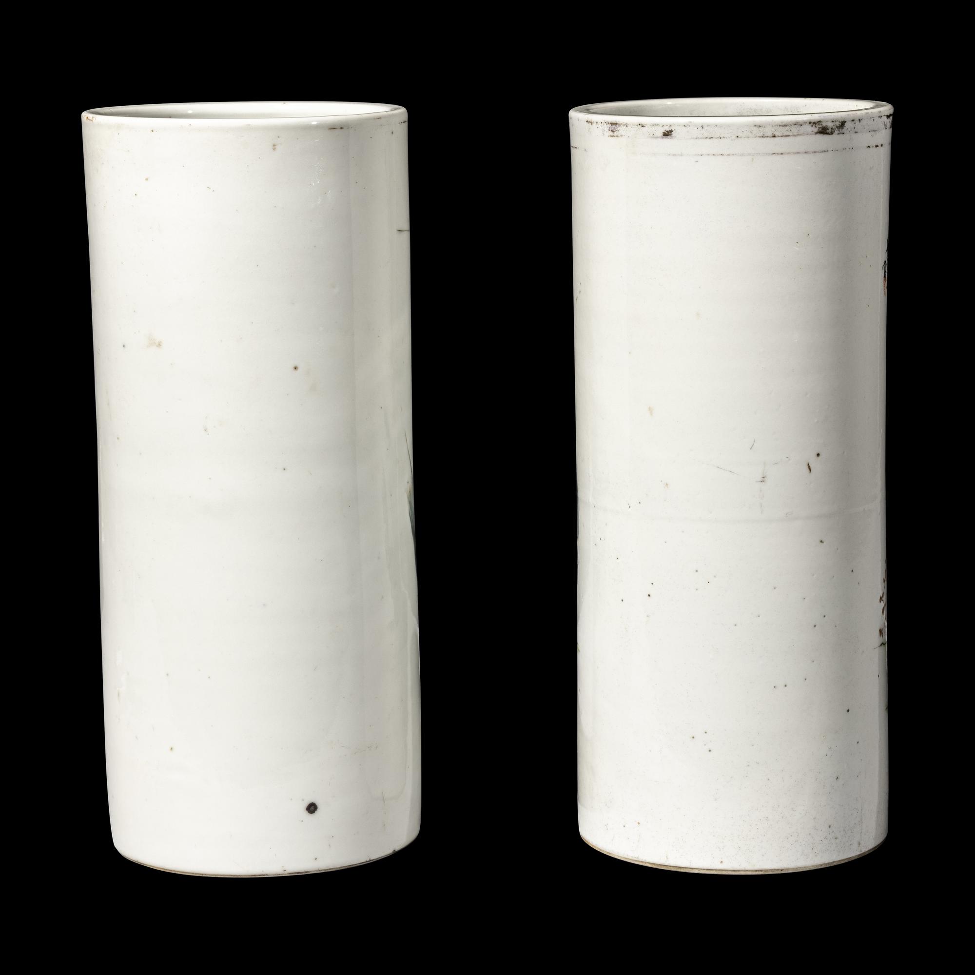 Two Chinese Painted Porcelain Hat Stands