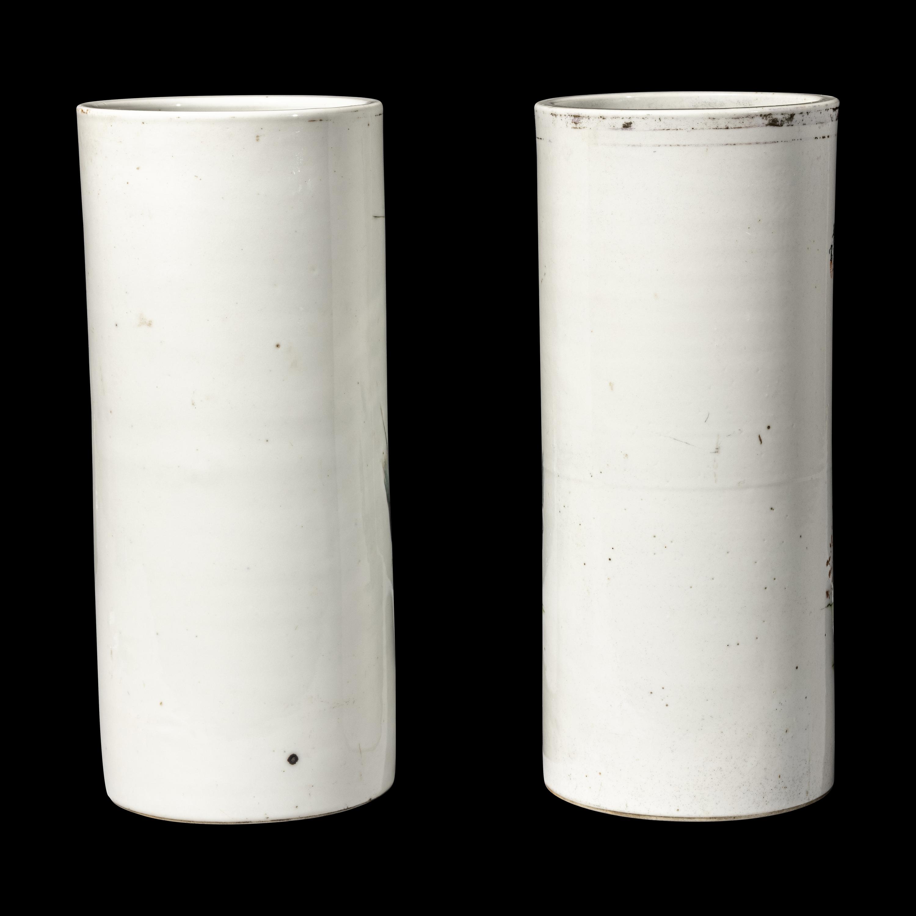 Two Chinese Painted Porcelain Hat Stands