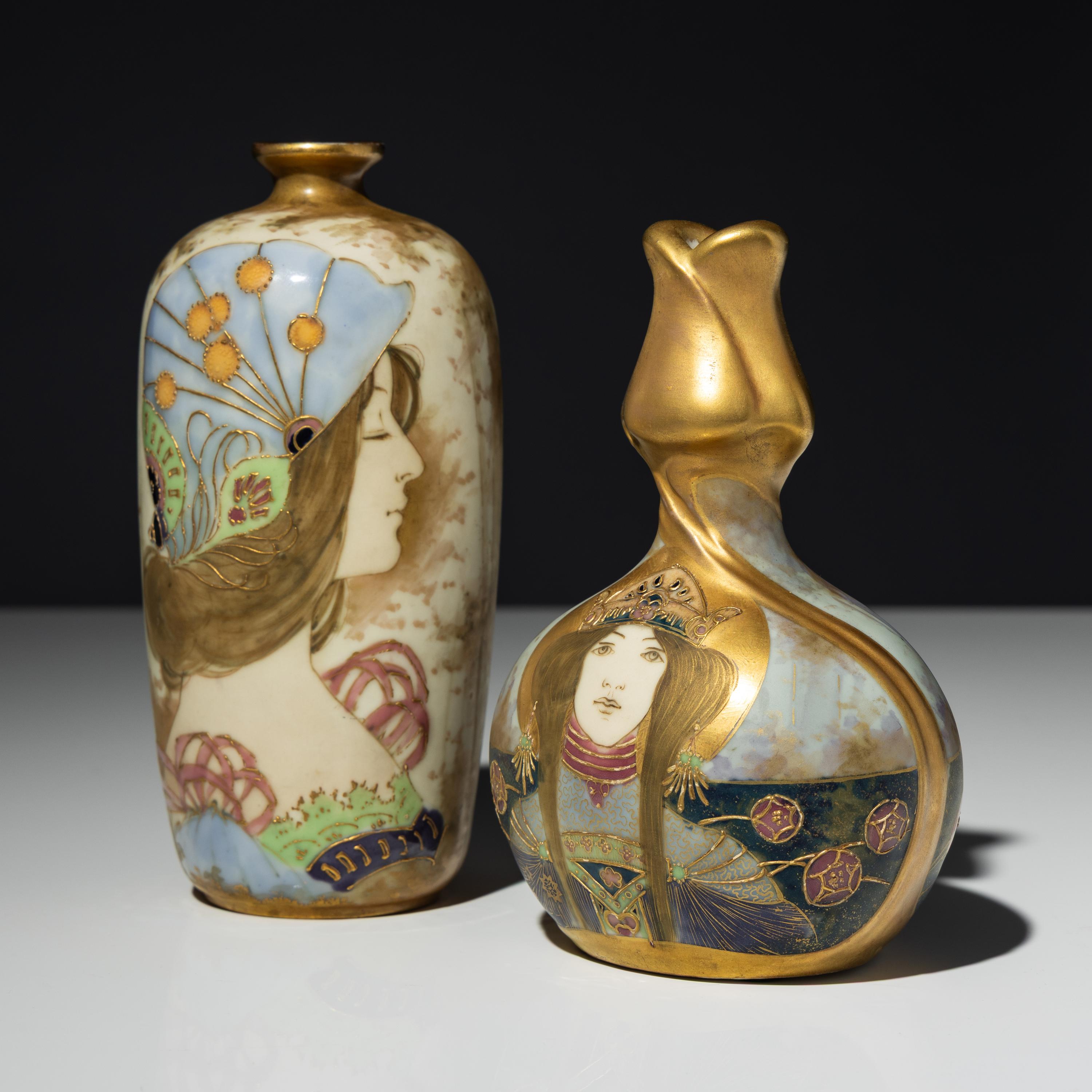 Nikolaus Kannhäuser for Riessner, Stellmacher & Kessel Early 20th Century — Allegory of Russia Amphora vases, c. 1895