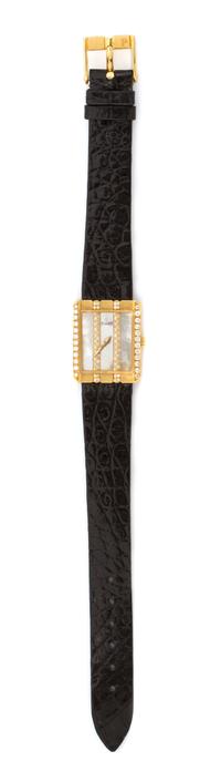 An 18 Karat Yellow Gold, Diamond and Mother-of-Pearl Wristwatch, Piaget, 11.60 dwts.