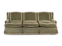 A Custom Velvet Upholstered Three-Seat Sofa