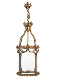 A Set of Four Gothic Style Brass Hall Lanterns
