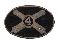 Civil War artillery hat insignia with regimental number "4."