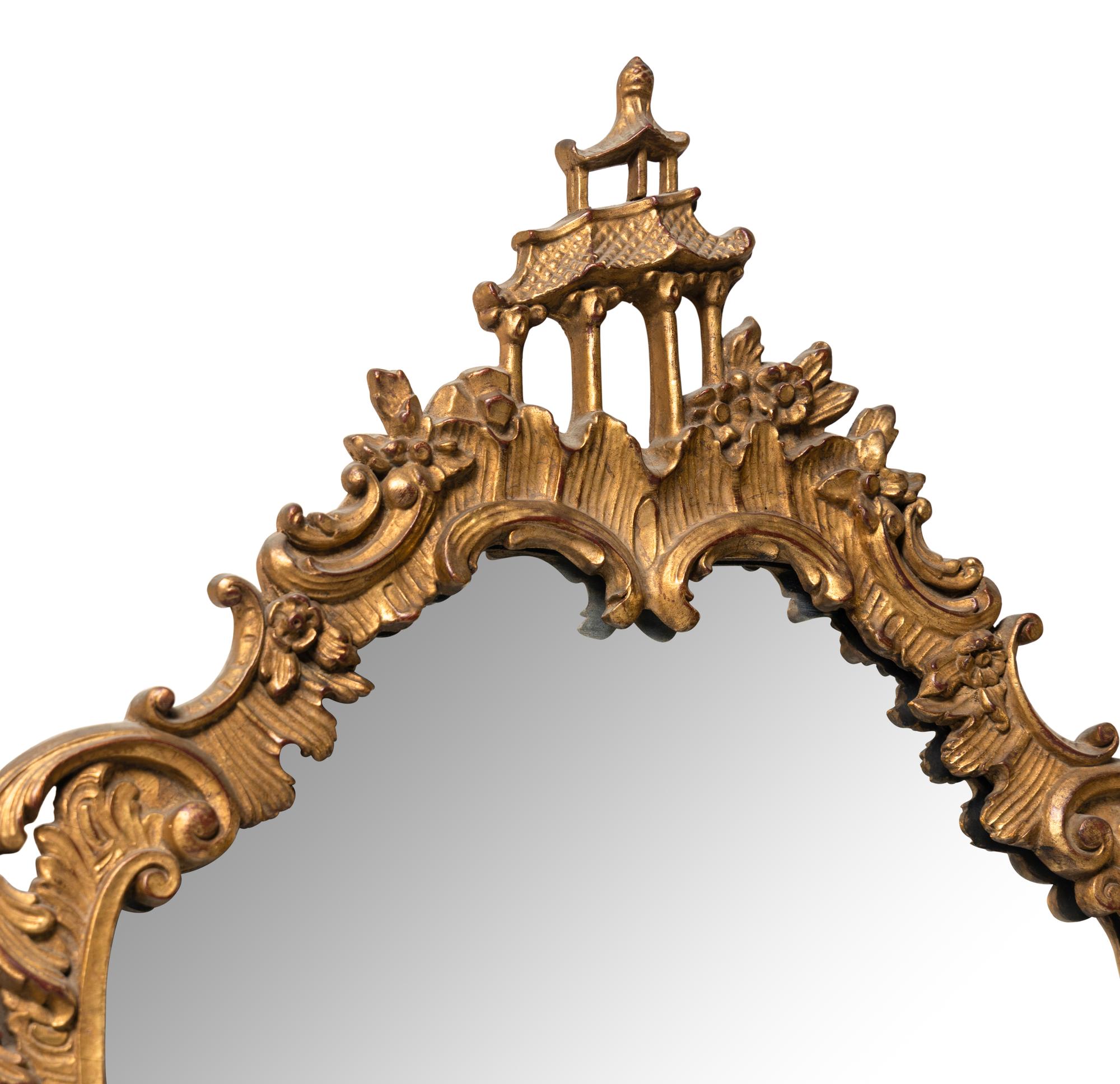 A Pair of Chinese Chippendale Style Giltwood Mirrors