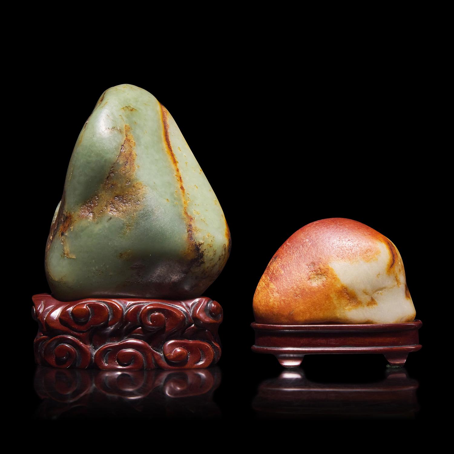 Two Chinese Jade Scholar's Rocks — 玉石供两座