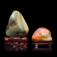 Two Chinese Jade Scholar's Rocks — 玉石供两座
