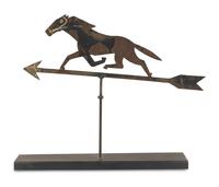A Cut and Painted Sheet Iron Race Horse Weathervane