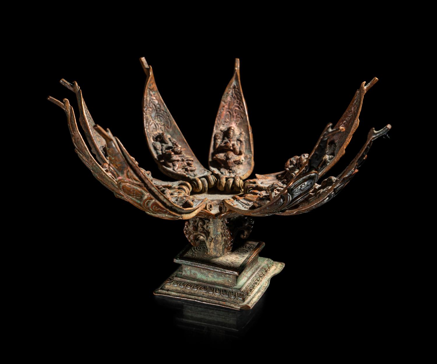 A Rare Nepalese Copper Lotus Mandala