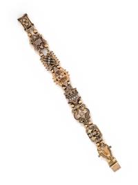 GOLD-FILLED, SEED PEARL AND ENAMEL SLIDE BRACELET