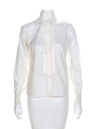 Saint Laurent Rive Gauche White Cotton Button-Up Blouse, 1980-90s Size label: 40/10