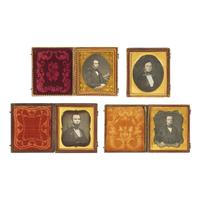 [Early Photography] Group of 25 Sixth Plate Daguerreotypes of Men with Facial Hair