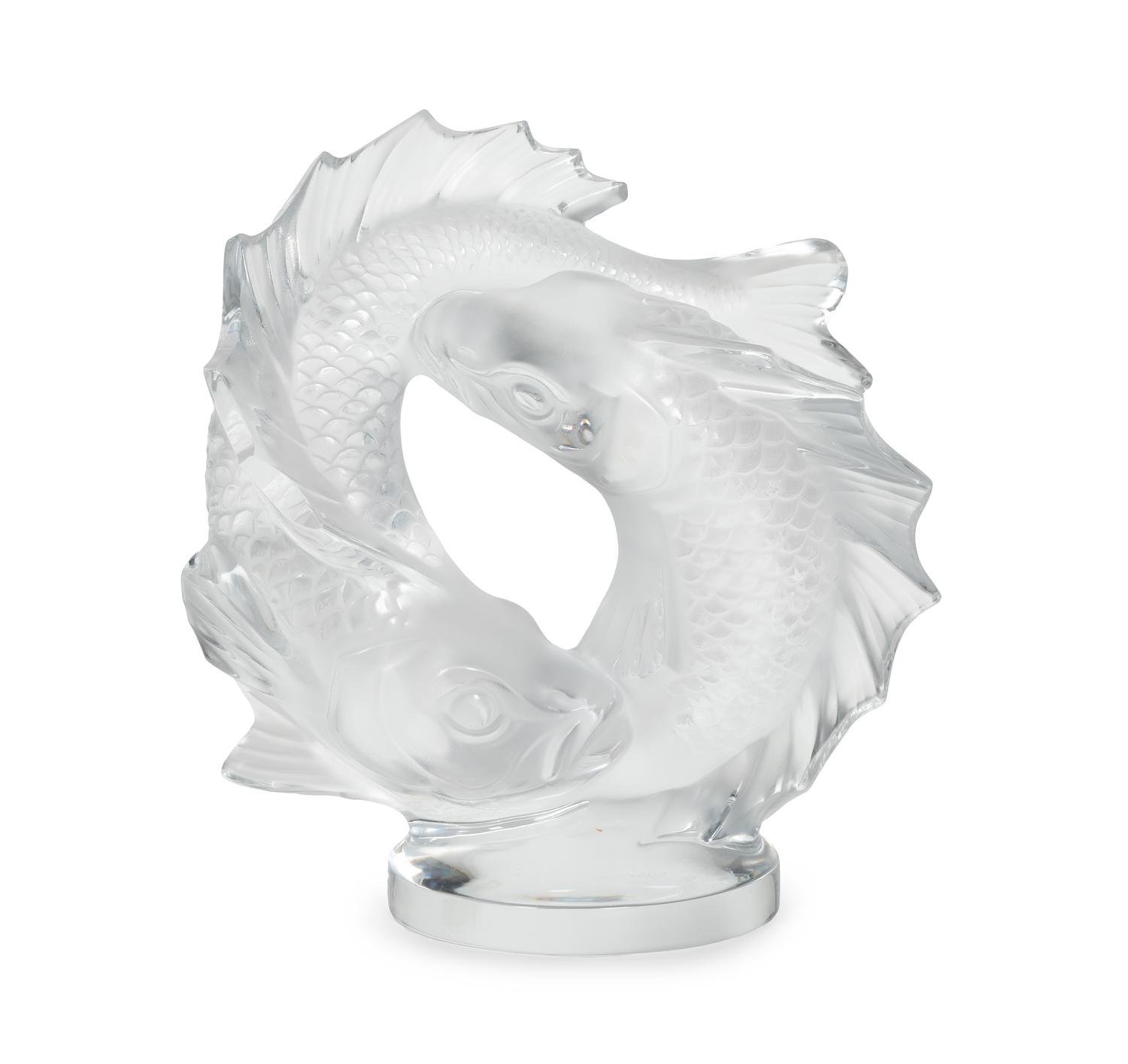 A Lalique Deux Poissons Sculpture