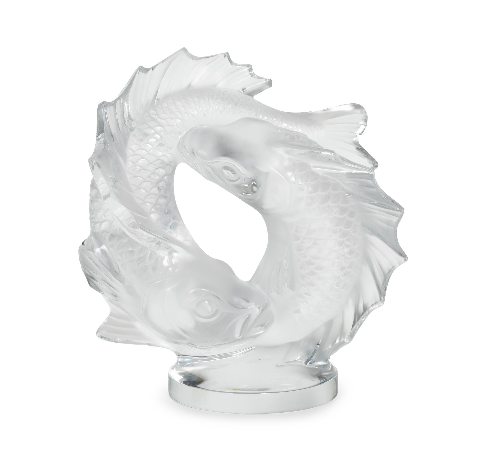 A Lalique Deux Poissons Sculpture