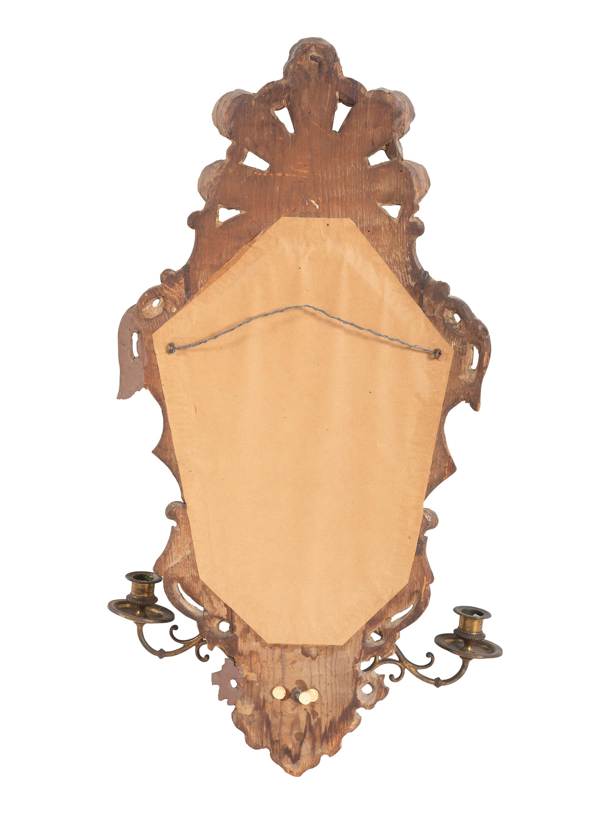 A Pair of Rococo Style Giltwood Girandole Mirrors