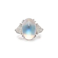 HENRY DUNAY, MOONSTONE AND DIAMOND RING