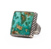 Sterling Silver Ring, with Blue Gem Turquoise Cabochon on the Front and Coral Bead on Reverse Lot is located and will ship from Denver, Colorado.