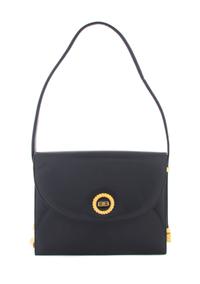 A Balenciaga Black Leather Bag, 11 x 9 x 2 1/2 inches.