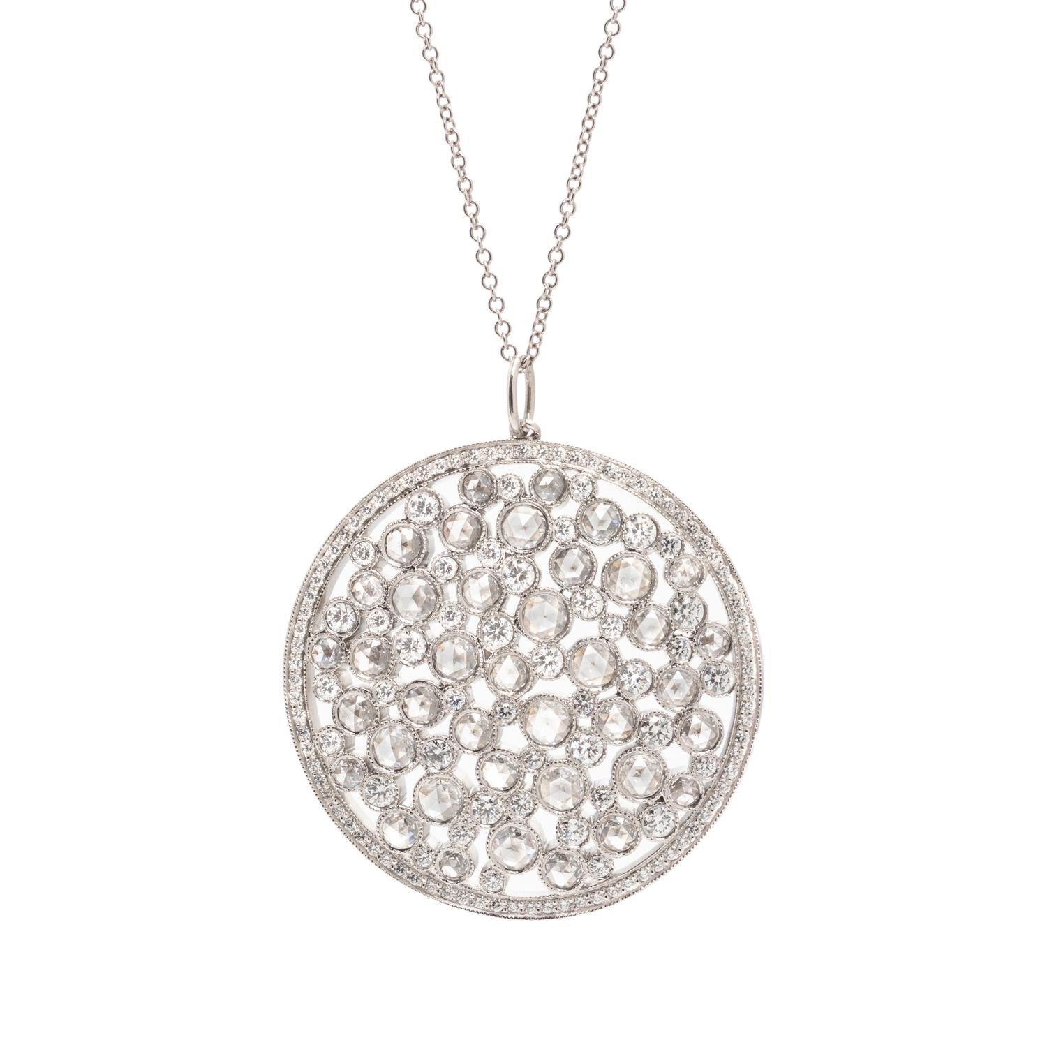 TIFFANY & CO., PLATINUM AND DIAMOND 'COBBLESTONE' PENDANT/NECKLACE