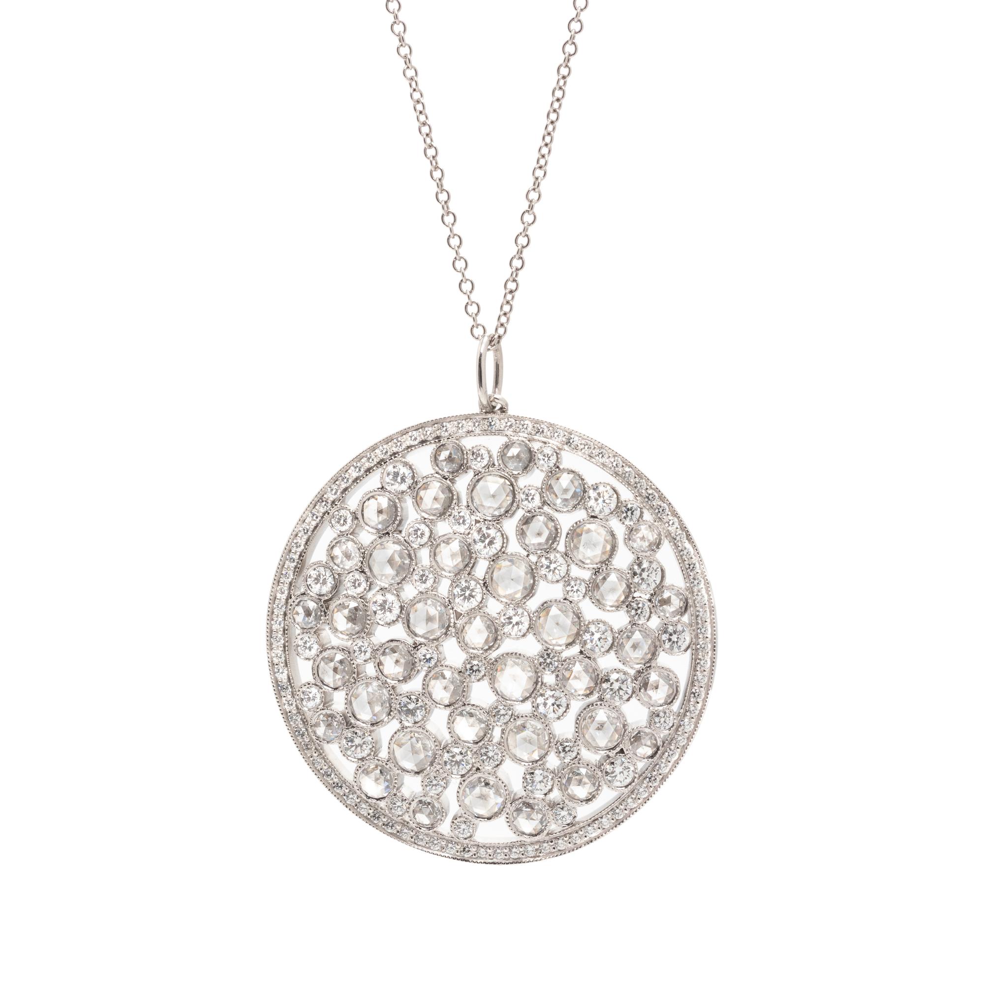 TIFFANY & CO., PLATINUM AND DIAMOND 'COBBLESTONE' PENDANT/NECKLACE