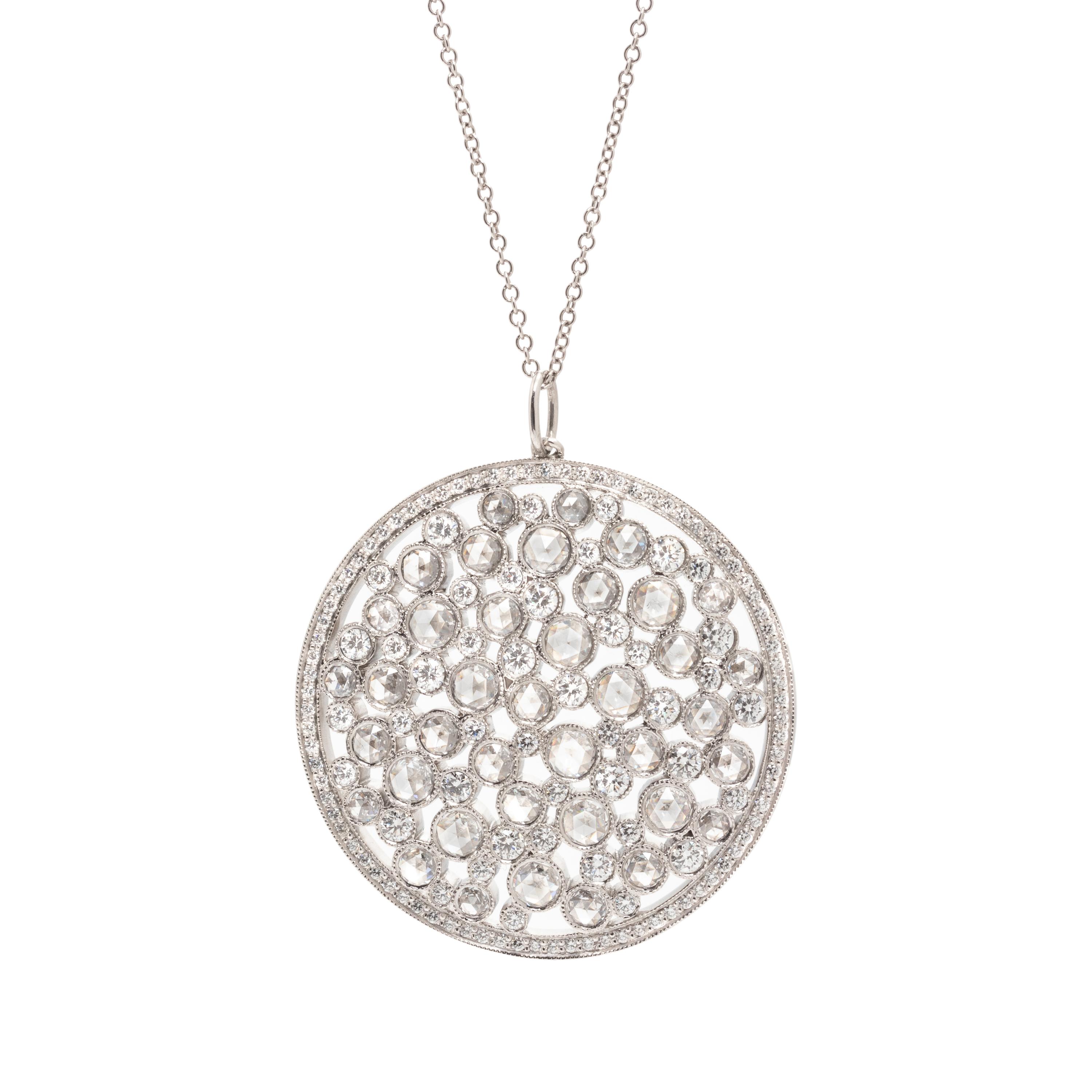 TIFFANY & CO., PLATINUM AND DIAMOND 'COBBLESTONE' PENDANT/NECKLACE