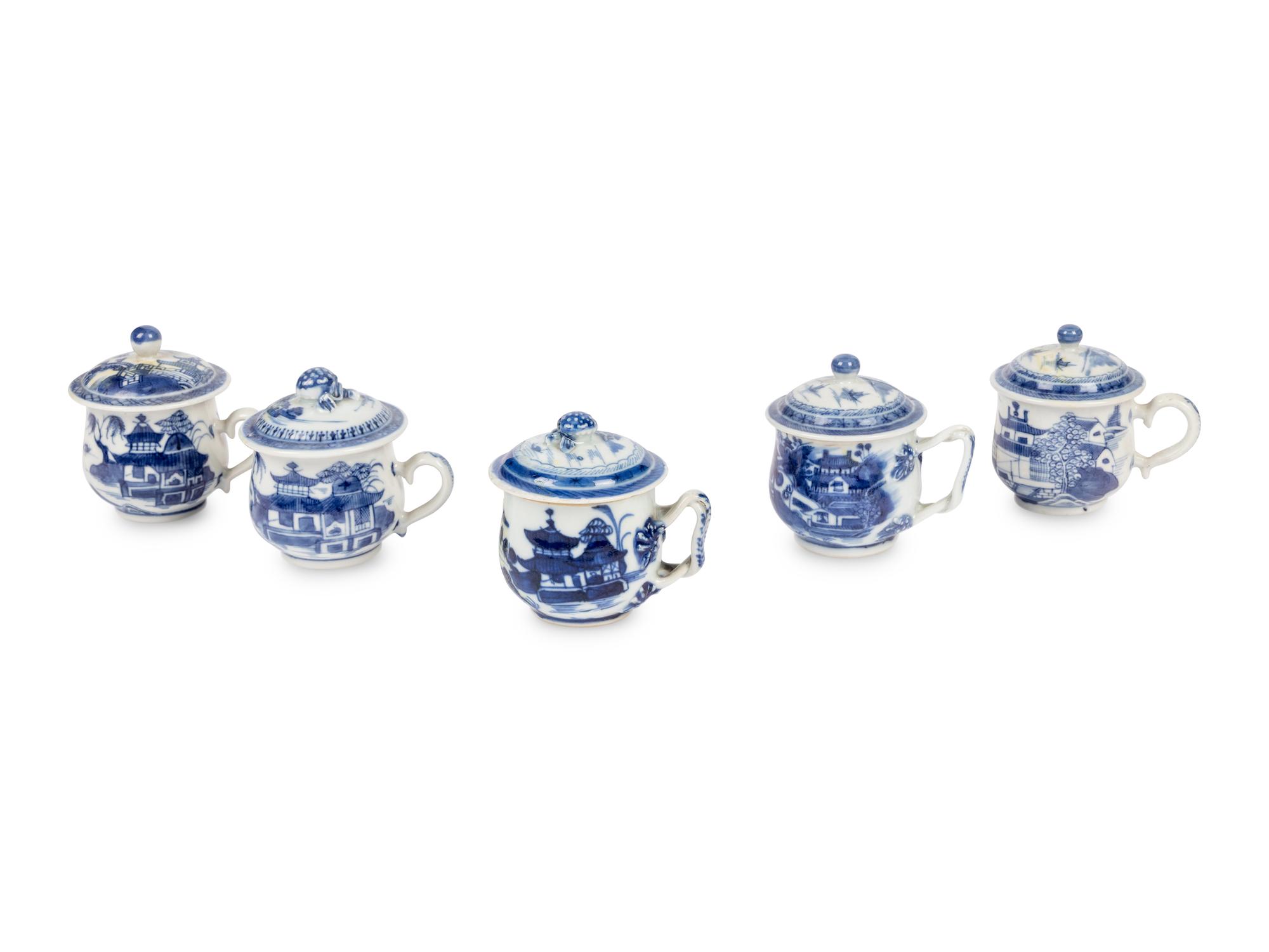 A Canton Blue and White Porcelain Coffee Service