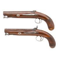 Cased Pair of Carbine Bore Percussion Pistols by Rigby