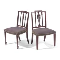 An Assembled Group of Six Federal Carved Mahogany Urn-Back and Serpentine Seat Dining Chairs